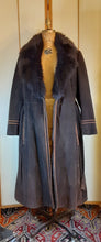 Load image into Gallery viewer, Women's Vintage 70s Suede Coat Shearling Lined With Orange Piping Penny Lane Almost Famous