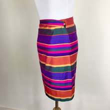 Load image into Gallery viewer, 90s Sarong Wrap Skirt Striped Raw Silk Rainbow Ralph Lauren Size US 8 M/L Ethnic Thai Asian Mod