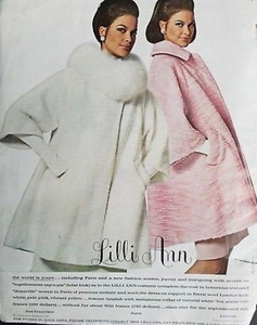 Vintage Coat- 60s Powder Pink Lilli Ann Swing Coat -3 Pieces- Pencil Wiggle Dress Removable Massive Silver Fox Fur Collar-Mohair Princess