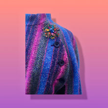 Load image into Gallery viewer, 60’s 70’s Purple Blue Pink Magenta Cape Poncho 100% Wool Made in Ireland