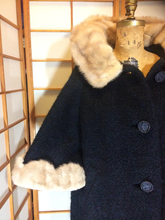 Load image into Gallery viewer, 60 Mod Mink Scallop Swing Coat ---Boucle Nubby Wool Free Size