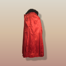 Load image into Gallery viewer, Vintage 70’s 80’s Embroidered Red Leather Coat Black Fox Fur Trim