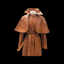 Load image into Gallery viewer, Vintage Leather Cape Coat Butterscotch Trench Spy