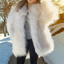 Load image into Gallery viewer, 70s 80s 90s Vibe Oversized White Shaggy Chubby Curly Long Hair Mongolian Lamb Mid Length Coat Free Size S/M/L/X Hippy Grunge Almost Famous