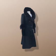 Load image into Gallery viewer, 60’s does 30’s Vintage Black Pure Wool Princess and Mink Coat