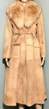 Load image into Gallery viewer, Penny Lane Suede Leather Sheepskin Coat Cream Marble S Made in England Almost Famous Princess Hippy