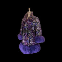 Load image into Gallery viewer, 60’s Purple Tapestry Carpet Coat Purple Shearling Mod Boho Penny Lane