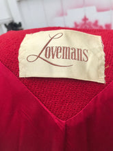 Load image into Gallery viewer, Red Wool Boucle Coat Mink Collar 60s Mad Men