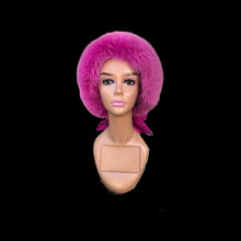 Load image into Gallery viewer, Pink Fox Fur Himalayan Hat Brocade Silk Iridescent