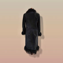 Load image into Gallery viewer, Penny Lane Boho Vintage Suede Black Curly Lamb Coat Made in Italy