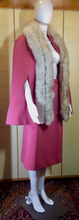 Load image into Gallery viewer, Lilli Ann Pink Cape Skirt Set/ Norwegian Fox Fur S/M Mod 60s