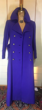 Load image into Gallery viewer, Purple Wool Mod 60s Full Length Fit Flare Double Breasted Sleek Coat Military Princess