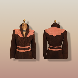 70s Vintage Suede Coat Long Pink Brown Long Made In Canada Boho Chic