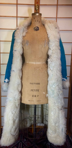 Suede and Shearling Lamb Turquoise Blue and White Embroidered Afghan Coat Almost Famous Hippy Chic Penny Lane S/M Beatles British Invasion!
