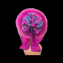 Load image into Gallery viewer, Pink Fox Fur Himalayan Hat Brocade Silk Iridescent