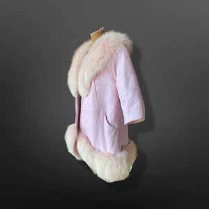 60s Pink Leather and Fox Fur Coat “Throw and Go” Swing