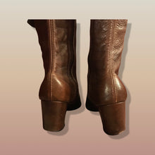 Load image into Gallery viewer, 60’s 70’s Suede and Leather Gladiator Boots with Gold Buckle Hardware Rare Size 7-8.5