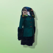 Load image into Gallery viewer, 2000’s Teal Green Blue Shearling Suede Lamb Karakul Swakara Floral Coat Victorian Penny Lane Boho