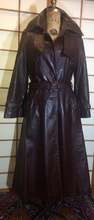 Load image into Gallery viewer, 1970s 70s Leather Trench Spy Girl Duster Highly Detailed Extra Hardware, Made in Israel M