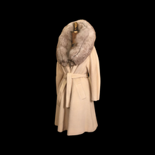 Load image into Gallery viewer, Vintage 60’s Coat Lilli Ann Cream White Massive Fox Fur Collar Wear Two Ways Swing Fit And Flare One Size Fits All Throw and Go