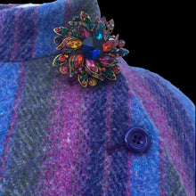 Load image into Gallery viewer, Vintage 60’s 70’s Wool Cape in Purple, Blue, Magenta Long Poncho