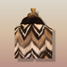 Load image into Gallery viewer, Vintage Mink Coat Mosaic “Patchwork” Intarsia Zigzag Chevron “Mocha Coffee” Swirl Tuxedo Style