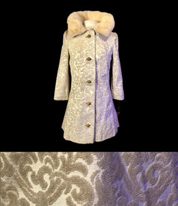 60’s LIlli Ann Tapestry Brocade Coat with Mink Collar Wedding Holiday