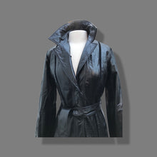 Load image into Gallery viewer, Black Montgomery Ward Leather Spy Trench with Suede Inserts