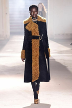 Load image into Gallery viewer, Black Suede Leather Curly Lamb Mongolian Penny Lane Almost Famous Hippy Shearling Russian Princess Coat S/M Full Length Long