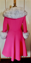 Load image into Gallery viewer, RARE COLLECTIBLE 60S Mod Pink Lilli Ann Vintage Coat- Princess Norwegian Fox Fur Pinup Coat Fit and Flare Neon Florescent Bright Pink