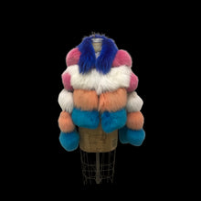 Load image into Gallery viewer, Rainbow Candy Fox Fur Jacket Coat Blue Pink