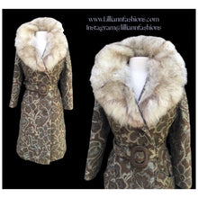 Load image into Gallery viewer, 60’s Tapestry Coat with Fox Fur Trim Carpet Brocade Wool