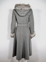 Load image into Gallery viewer, Hooded Princess Wool Pinup Vintage Fur Trimmed Coat S Fit Flare