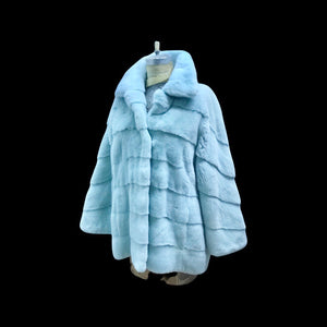 Baby Blue Frosty Mink Fur Coat Gift for Her Birthday Christmas Gift Occasion