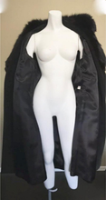 Load image into Gallery viewer, Vintage Coat-- Black Cashmere Fox Fur Wrap and Tie Fit Flare Career Coat Princess Professional S/M