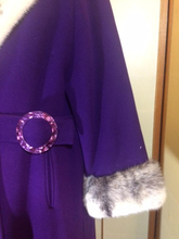 Load image into Gallery viewer, 60s Does 20s Mod Flapper Forstmann Purple Wool and Cross Mink Full Length Swing Coat Free Size S/M/L/XL