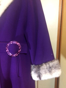 60s Does 20s Mod Flapper Forstmann Purple Wool and Cross Mink Full Length Swing Coat Free Size S/M/L/XL