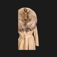 Load image into Gallery viewer, Vintage 60’s Coat Lilli Ann Cream White Massive Fox Fur Collar Wear Two Ways Swing Fit And Flare One Size Fits All Throw and Go