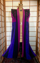 Load image into Gallery viewer, 80s Pink Purple Suede Vest Long Boho Glam Rodeo Sequined Beaded Vintage Long Full Length Vest Duster Magenta and Purple, S/M/L Free Size