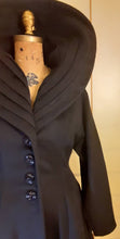 Load image into Gallery viewer, Women&#39;s Vintage Coat-50s Lilli Ann Classic Black Fit Flare Dramatic Collar Thick Wool Full Skirted Princess Price:
