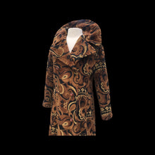 Load image into Gallery viewer, Vintage Tapestry Carpet Gold Brown Fur Trim Princess Coat
