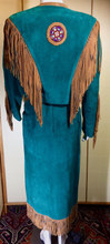 Load image into Gallery viewer, Beaded Suede Jacket and Skirt Western Navajo Fringe Set Turquoise Leather Long Cowgirl Native American