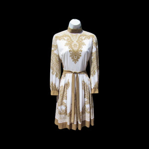 70’s I Magnin Gold Dress Eastern Sari Influenced Couture