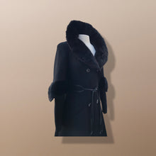 Load image into Gallery viewer, 60’s does 30’s Vintage Black Pure Wool Princess and Mink Coat