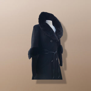 60’s does 30’s Vintage Black Pure Wool Princess and Mink Coat