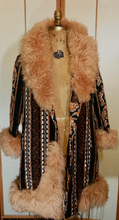 Load image into Gallery viewer, Tapestry Carpet Coat Shearling Lamb Mongolian Brocade Wool Needlepoint Russian Princess S/M/L Almost Famous Penny Lane Hippy Boho Hipster