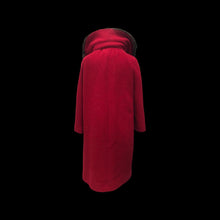 Load image into Gallery viewer, Red Wool Boucle Coat Mink Collar 60s Mad Men