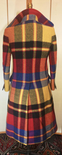 Load image into Gallery viewer, 70s Plaid Coat Matching Hat Burberry Style Wool Made in Italy Like M/L Yellow Red