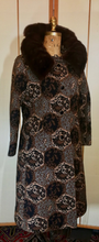 Load image into Gallery viewer, Tapestry Brocade Mink Swing Carpet Coat Mod 60s Elegant Couture S/M