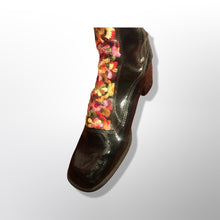 Load image into Gallery viewer, 60’s Vintage Boots Embroidered Vinyl Zip up Gogo Style Waterproof Boots Size 7/7.5